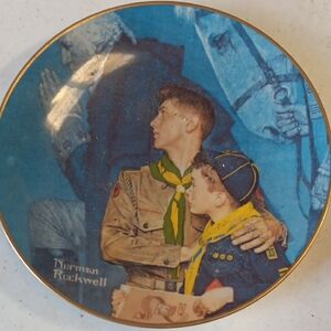 Gorham Norman Rockwell Collector Plate with Blue and Gold Accents